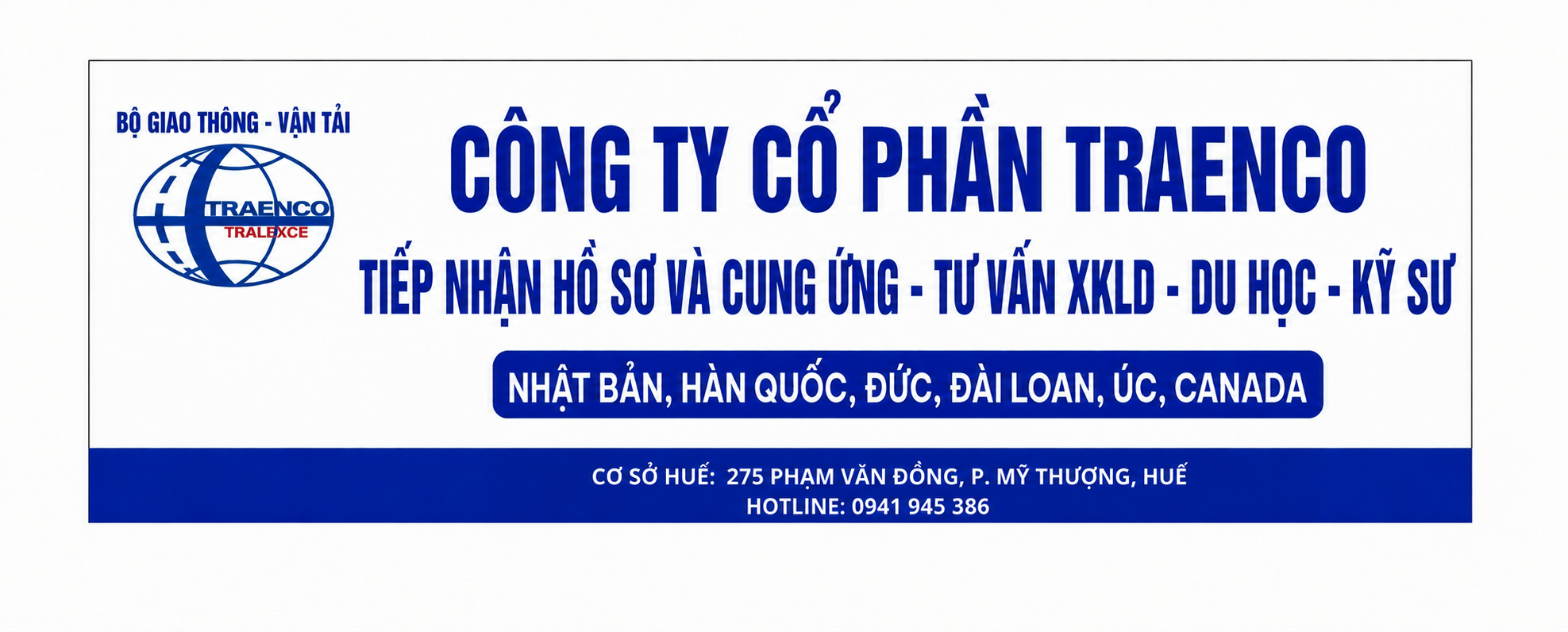 Bảng nhận diện Công ty Cổ phần TRAENCO tại Huế
